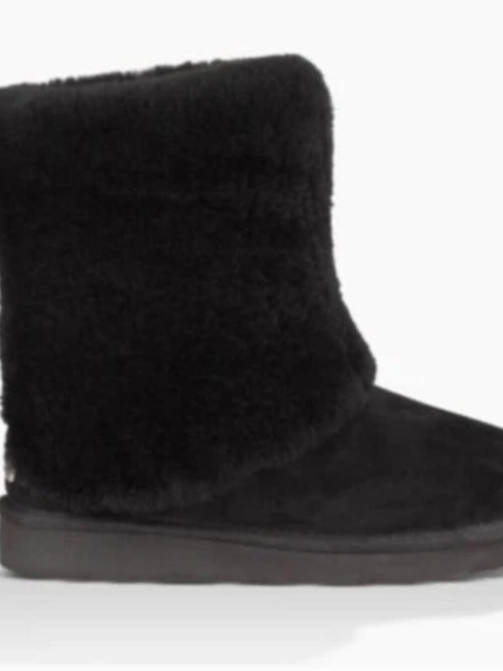 UGG PATTEN Black Suede Sheepskin Boots Size 6